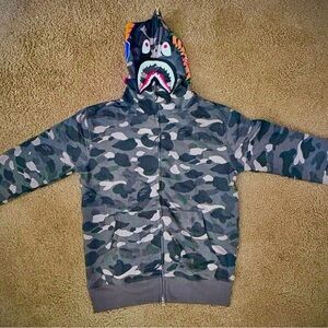 Bape Camouflage Shark Zip-Up Sweater